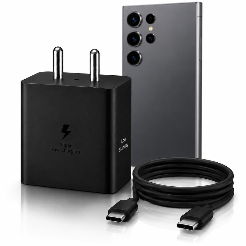 Image of 45W USB-C Fast Charging Adapter Charger with 1m USB C to C Cable Compatible with Samsung Galaxy A, M, S, Z, Tab (Plus, Ultra, FE, Lite, Edge Series) 45 watt PD Fast Charge for C-Type Android Phone