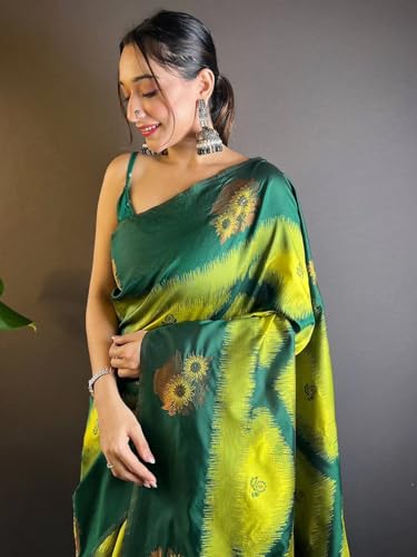 Image of SGF11 Women's Kanjivaram Pure Soft Silk Saree With Unstitched Blouse Piece