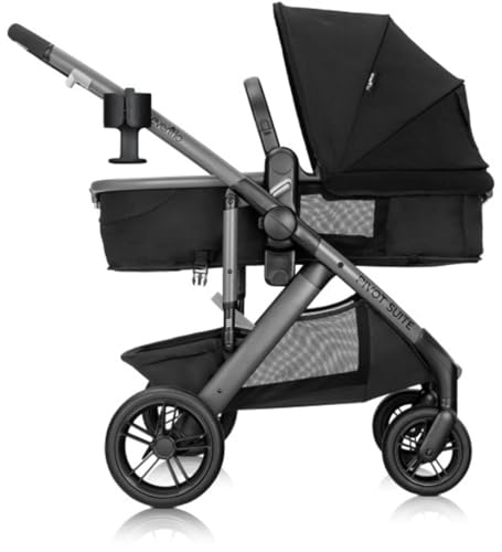 evenflo pivot suite modular travel system with litemax infant car seat dunloe black