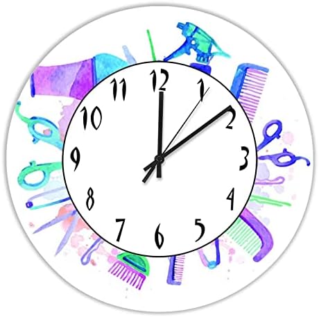 Amazon Com Barbershop Wall Clock Hair Tools Logo Clock Hair Salon Wall Art Decor For Barber Shop Beauty Salon Hairdresser Gifts Home Kitchen