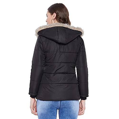 Image of VERO AMORE Women's Black winter wear full sleeve solid parka Jacket-2072A