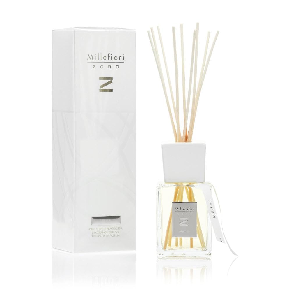 Millefiori KEEMUN Tea Luxuriöser Raumduft Diffuser Zona 500 ml inklusive Stäbchen, Glas, Gelb, 9.6 x 11.3 x 36 cm, 1 Einheiten