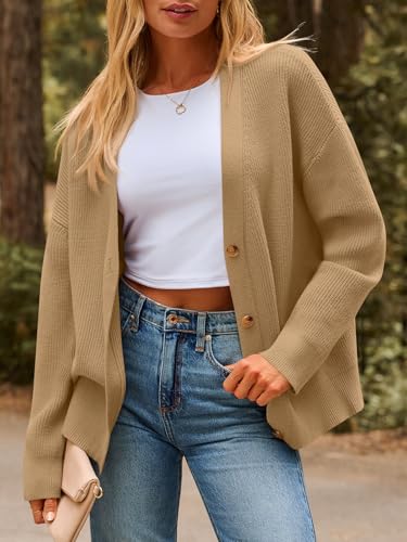 Image of LILLUSORY Womens Cardigan Sweaters 2026 Fall Oversized Lightweight Sweater | Long Sleeve Open Front, V Neck Button Down Clothing, Casual Work Clothes, Early Winter Fashion, Versatile Knit Outfits