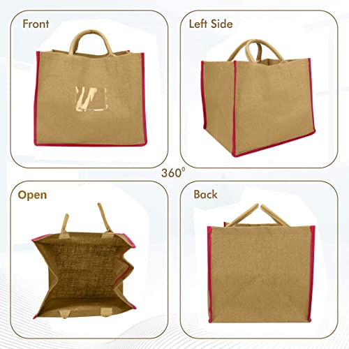 Image of Double R Bags Reusable Grocery Shopping Jute Gift Bag With Cotton Handle for Wedding, Return Gifts & Birthday Party - (Brown) Pack of 1
