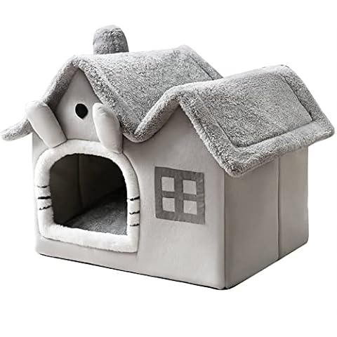SEOUGEE Dog House, Portable Cat Kennel Bed Indoor with Removable Cushion, 3 In 1 Washable Pets Bed Cave, Removable and Foldable Non-Slip Warm for indoor Pets Puppy Kitten Rabbit Cover