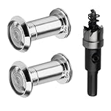 QBXMY7 180-degree Peep Holes for Door with Drill Bit 14mm/0.55 Inch, Door Viewer Peephole, Door Peephole with Privacy, Peephole for Front Door Thick from 1-3/8' to 2-3/8', Brushed Nickel Finish
