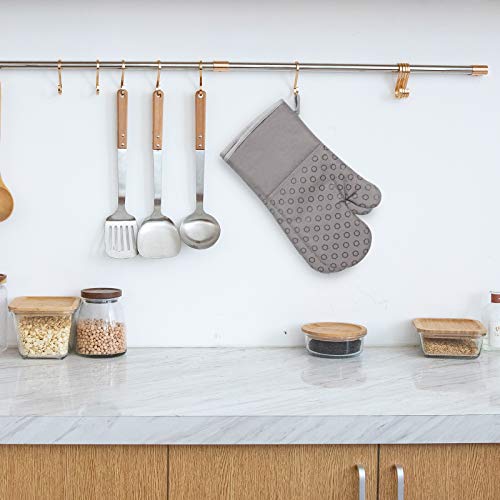 Chrider Oven Mitts and Pot Holders 4pcs Set, 500°F Heat Resistant Non-Slip Silicone Cooking Gloves, Soft Cotton Lining with Non-Slip Silicone Surface for Kitchen, Cooking, Baking