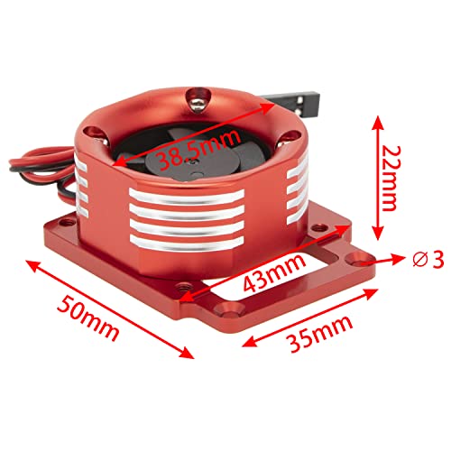 Image of DKKY RC Motor Cooling Fan Heatsink 21000 RPM for Traxxas 1 /8 4WD Sledge Motor with LED Light, Red