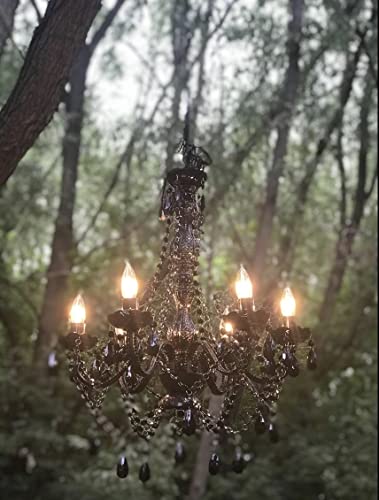 Image of The Original Gypsy 6-Light Plug-in Crystal Swag Chandelier, Black