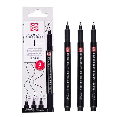 Talens Set Pigment Fineliner Bold, 3 piezas, negro, 0.50mm, 0.60mm,...