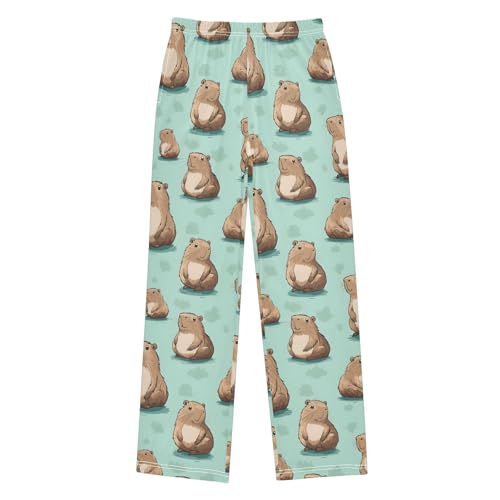 Capybara Green Cute Pajama Pants Long Sleep Pant Soft PJ Bottoms Sleepwear
