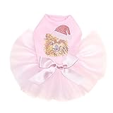 Pomeranian with Santa Hat - Bling Rhinestone Christmas Dog Tutu Dress, 3XL Pink