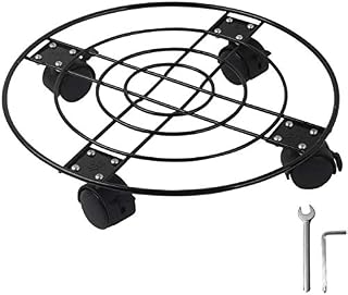 GARTOL Metal Planter Caddy - Heavy Duty 13'' Iron Round Plant Stand on Wheels, Garden Flower Pot Rack on Planter Mover, Potted Plant Dolly for Outdoor & Indoor Trolley casters Rolling Coaster Black.