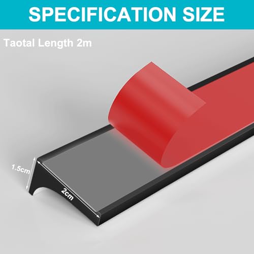 Rusoz 2M Schwallschutzleiste Dusche Selbstklebend, Duschleiste Wasserdichte Silikonstreifen Trennung von Nass und Trocken, Silikon Duschschwelle für Küchen, Bäder, Waschbecken(Schwarz)