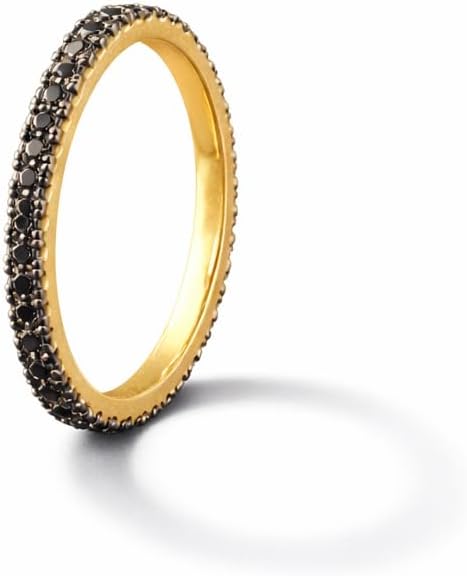 Dainty Black Onyx Full Eternity Wedding Band for Women Yellow Gold Plated Stacking Ring Matching Promise Jewelry Gift