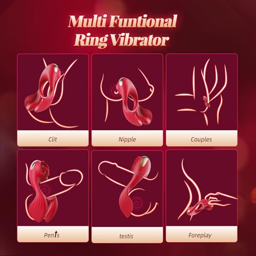 Image of Vibrating Cock Ring Couples Game Sex Toys for Men Women, Male Penis Ring Silicone Sleeve Adult Toys Rose Tool with 3 Motor & 7 Vibrations for Clitoral Testicle Dual Stimulation Sensory Pleasure Toy