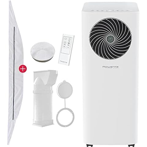 Rowenta Turbo Cool 3in1 Mobile Klimaanlage mit Boost-Funktion, Ventilator und Luftentfeuchter + Fernbedienung & Fenster-Kit Cover