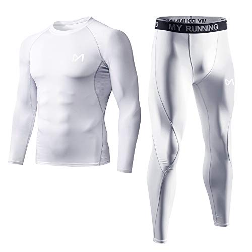 image for MEETYOO Men's Sport Base Layer Set, Mesh-Side Cool Dry Workout Fitness
