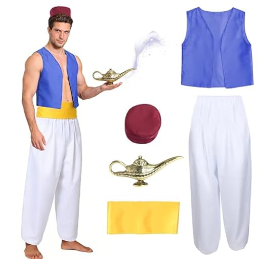 Disfraz Al-adi Adulto, Disfraz de Príncipe Al-adi para Hombre con Lampara de los Deseos, Chaleco, Camisas, Sombreros, Pantalones, Disfrazs Príncipe Árabe Hombre para Cosplay Halloween Carnaval(XL) | Ya disponible en tu tienda friki favorita! En mundofriki.es! Disfraz Al-adi Adulto, Disfraz de Príncipe Al-adi para Hombre con Lampara de los Deseos, Chaleco, Camisas, Sombreros, Pantalones, Disfrazs Príncipe Árabe Hombre para Cosplay Halloween Carnaval(XL) | Ya disponible en tu tienda friki favorita! En mundofriki.es!