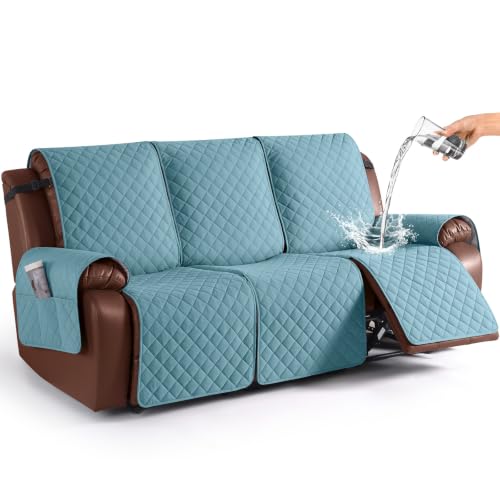 KinCam Waterproof Recliner Sofa Covers Washable, 3 Seater, Light Blue
