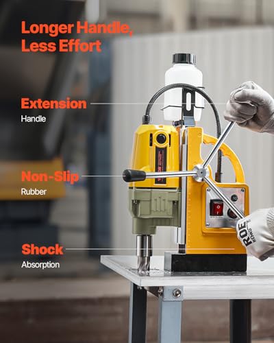 VEVOR Magnetic Drill, 1400W Motor 1.6 in Boring Diameter, 2810 lbf Portable Electric Mag Drill Press, 800 RPM No-Load Speed, Drilling Machine for Metal Surface, Industrial and Home Improvement