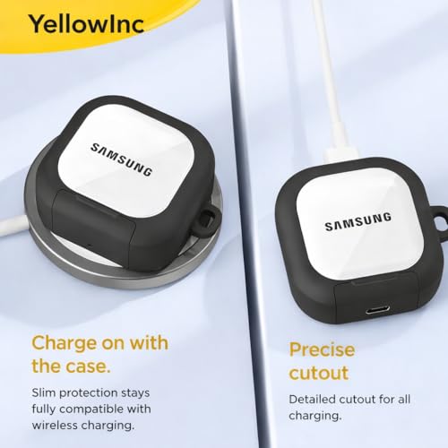Image of Hybrid Lock Clear Case Cover for Samsung Galaxy Buds 4 and 4 Pro with Phone Stand & Carabiner (Black, Transparent with Stand)