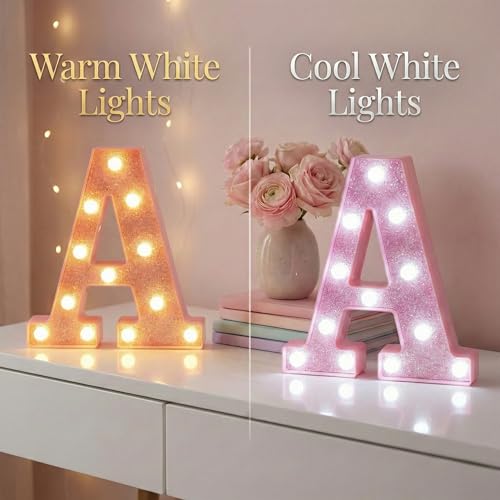 Image of Pink Light Up Marquee Numbers, Glitter LED Number Lights Signs Battery Operated for Girls 9th 19th 29th Pink Birthday Party Table Decorations, 8 Inch Tall Number 9 with Warm White Lights