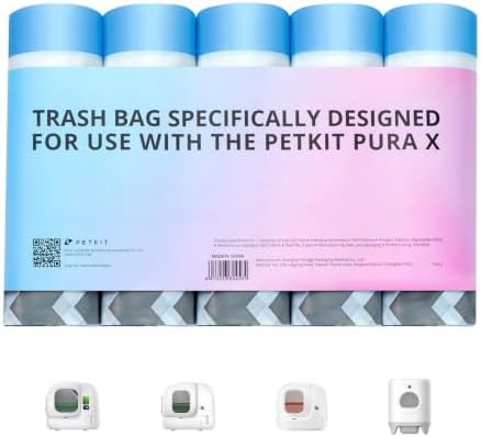 PETKIT Katzentoilettenbeutel mit Zugbändern, Beutel für Katzentoilette für Pura MAX 2 und Pura X,Kratzfest für Haustier Katze Hunde Hundekot Katzenstreu 5 Rollen*20 (100 Stück)