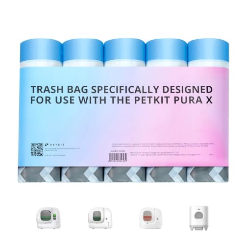 PETKIT Katzentoilettenbeutel mit Zugbändern, Beutel für Katzentoilette für Pura MAX 2 und Pura X,Kratzfest für Haustier Katze Hunde Hundekot Katzenstreu 5 Rollen*20 (100 Stück)