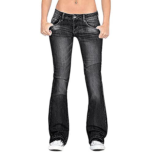 Women's Denim Stretchy Bootcut Skinny Mid Rise Frayed Jeans