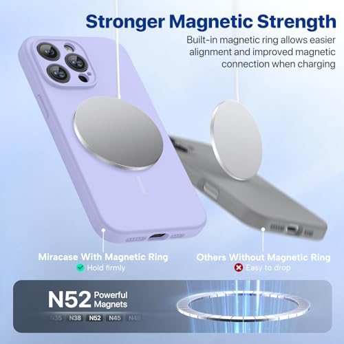 Image of Miracase Magnetic for iPhone 14 Pro Max Case, [Soft Anti-Scratch Microfiber Lining], Compatible with MagSafe, Silicone Shockproof Protection Phone Case for iPhone 14 Pro Max,Light Purple