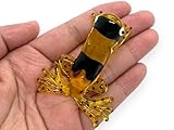 Lampwork COLLECTIBLE MINIATURE HAND BLOWN Art GLASS Sniper Frog, Yellow FIGURINE
