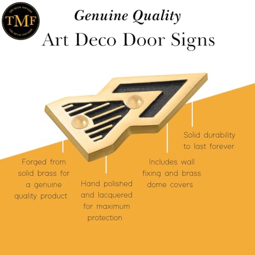 The Metal Foundry Directional Arrow Metal Door Sign. Art Deco Style Home Decor Accessories Door Or Wall Brass Plaque. Handmade In England - Image 3