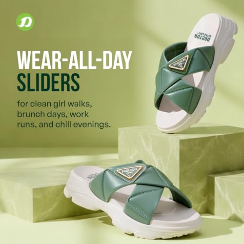 Image of DOCTOR EXTRA SOFT Women's Fashionable Buckle Sliders /Slippers with Cushion FootBed for Adult | Comfortable & Light Weight| Stylish & Anti-Skid| Waterproof & Everyday Flip Flops for Ladies Girls D-521
