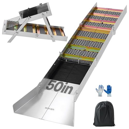 VEVOR Highbanker-Goldwaschrinne 127 cm 2-in-1 Faltbare Highbanker-Waschrinne Aluminiumlegierung Bergbauausrüstung mit Rucksack und Schutzhandschuhen Ideal für Bäche Flussufer und Flüsse