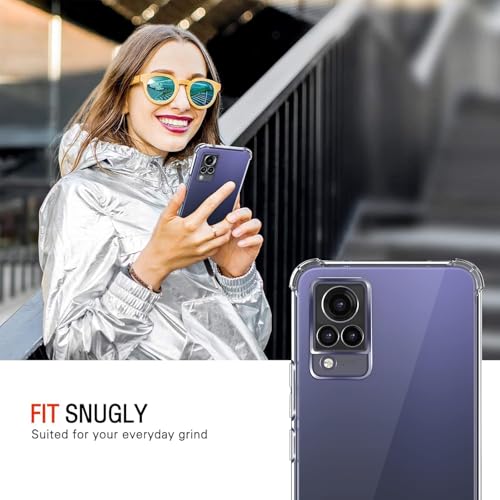 Image of Lustree Compatible with vivo V21 5G Back Cover| Clear + TPU Case with 4 Corner Air Cushion Protection & Camera Protection | Slim& Stylus Cover for vivo V21 5G