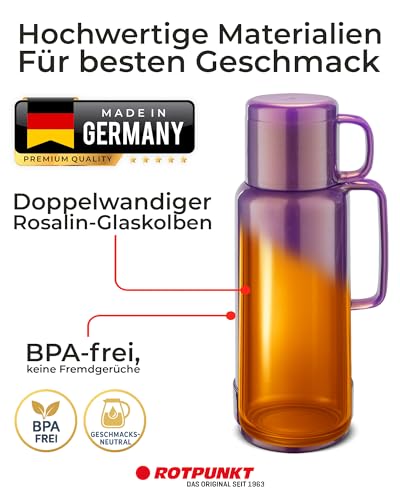 ROTPUNKT Isolierflasche 1 Liter mit integriertem Becher - Hochwertige Isolierkanne Made in Germany I Bis zu 24 h heiß & 36 h kalt (Andreas… – Ansicht 4