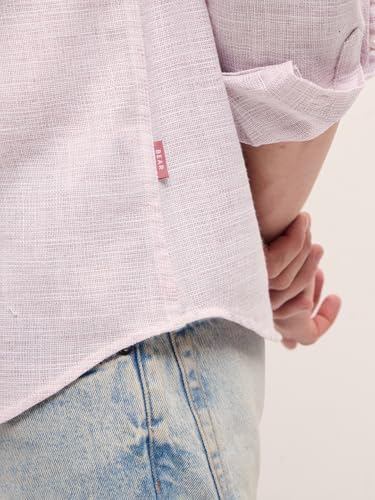Image of THE BEAR HOUSE Men's Cotton Solid Slim Fit Shirt