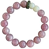 HHCTEBEC Pulsera elástica Hecha a Mano con Piedras Preciosas de Color Rosa Natural, Pulseras Naturales, Pulsera de Cuarzo Rosa, para Amor, energía Positiva, Yoga de meditación Unisex,10MM
