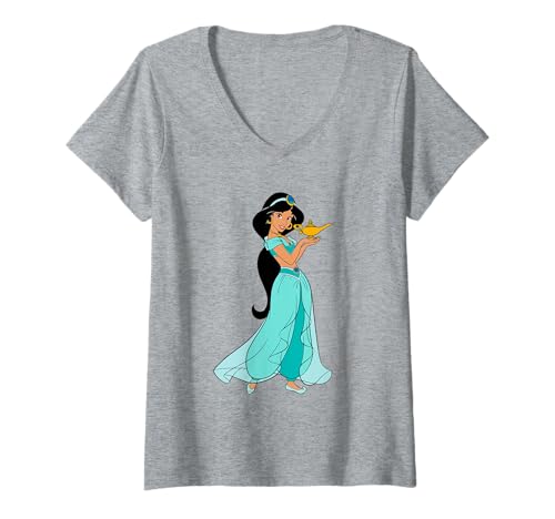 Mujer Disney Aladdin Princess Jasmine and Magic Lamp 90s Camiseta Camiseta Cuello V