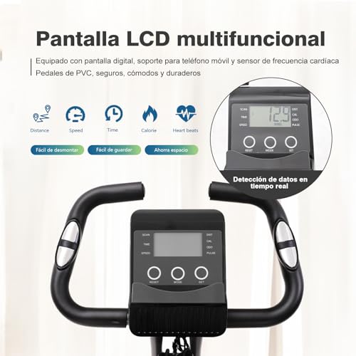 Miniatura 7 de Bicicleta Estática De 10 Niveles De Resistencia Magnética Ajustable, Plegable Y Silenciosa, Con Banda De Resistencia De Brazos, Pantalla Lcd