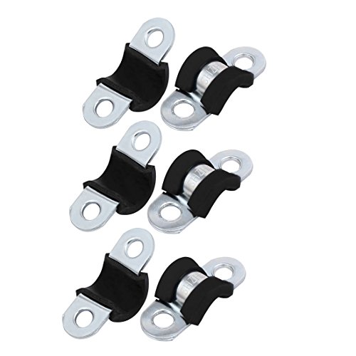 Aexit M8 EPDM Clamps Rubber Lined U Shaped Pipe Tube Strap Clamps Clips Strap Clamps Fasteners 6pcs