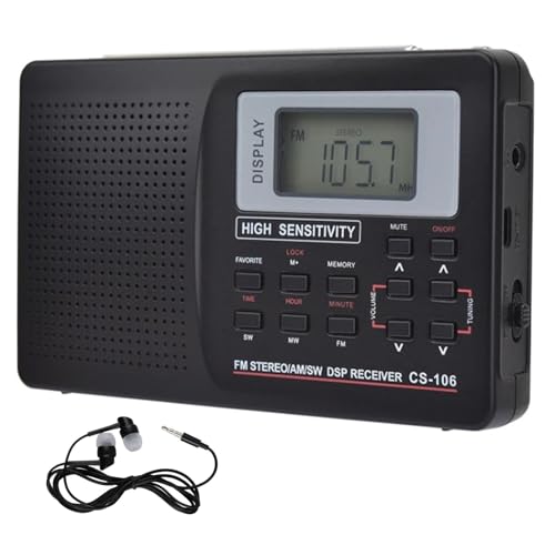Radio portátil FM/AM/SW con pantalla LCD digital recargable