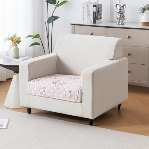 Image of House of Quirk 'Mughal Series' Printed Quilted Sofa Cover for 1 /2 /3 /4 Seater - Anti-Slip, Washable Couch Protector Slipcover (One Seater, Kamdhenu, 80x60 cm)