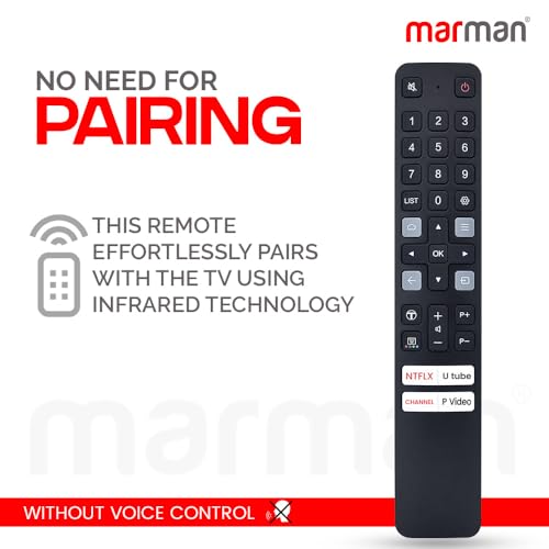 Image of marman Compatible with TCL Smart TV Remote Control Original Model RM-L1673 V2 Non Voice Command with Netflix, YouTube, Prime Video hotkeys Suitable for LED, LCD, UHD, QLED and 4K Android Television