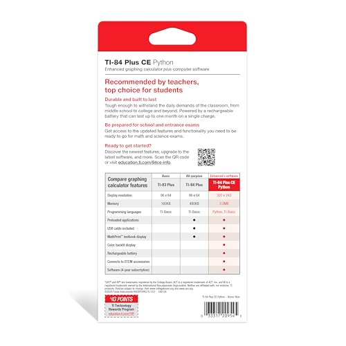 texas instruments ti-84 plus ce color graphing calculator bionic blue small