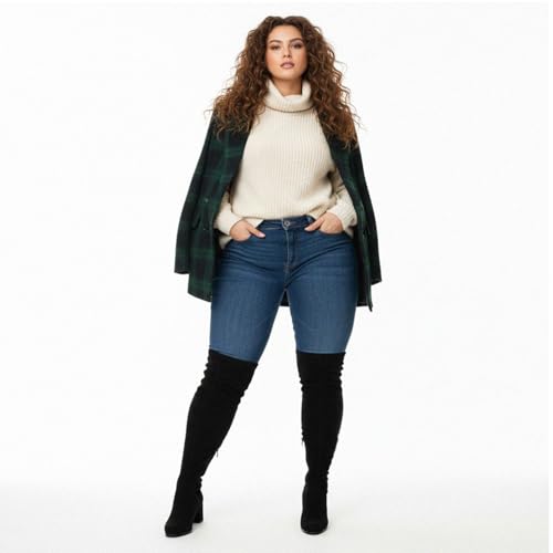 Trending Now! Best Knee High Boots for Wide Calves: 13 Comfortable Options for Women Over 50 4 Vipost 2.5-inch Wide Calf Wide Width Thigh High Boots, Suede over the Knee Boots for Women, Plus Size Chunky Block Heel Round Toe Fall Boots with Side Zipper, Fall Winter Fashion 2025