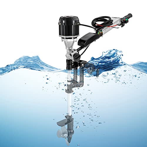 JooWing 1000W 5HP Electric Outboard Motor Fishing Boat Engine Brushless Trolling Start Marine Trolley Driver Propeller Steering Handle for 6.56-13.12ft Small Vessels