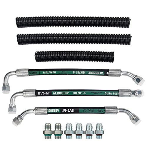 3Mirrors Hpop High Pressure Oil Pump Hoses Lines & Crossover Replacement Kit, Dual Metal Braided Hose (Eaton Gh781-06) Compatible With Ford 1999-2003 7.3L Powerstroke Turbocharged Engine #TOP1