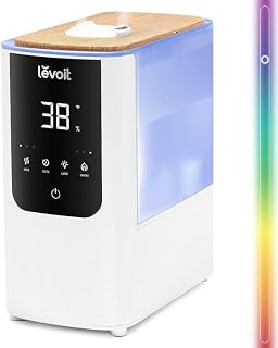 LEVOIT Humidificador para Habitación, Inteligente con Niebla Cálida & Fría a 45h y 40m², Modo Auto, Luz Personalizada, Aromaterapia y Silencioso 26dB para Bebés y plantas,Temporizador, OasisMist 4.5L